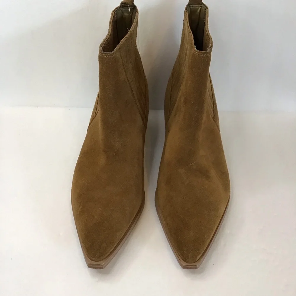MARC FISHER Women's Tan Brown Suede Ankle Booties Boots 8.5